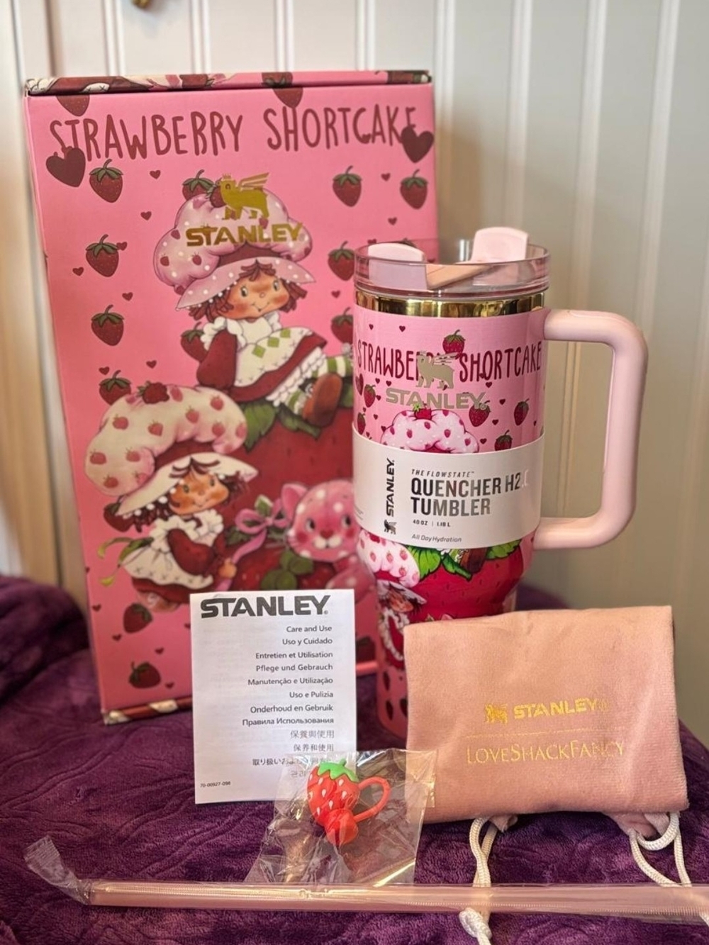 Stanley Strawberry Shortcake Pink Quencher H2.0 Tumbler 40oz